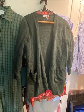 Madewell Dark Green Open-Front Pocket Cardigan
